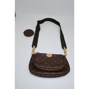 Louis Vuitton Leather Monogram Canvas Multi Pochette Crossbody Bag Khaki